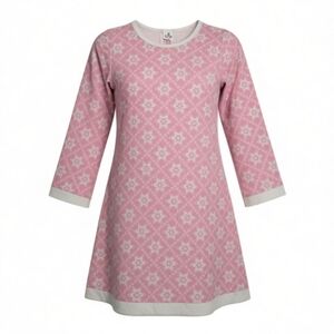 Pink Snowflake Patterned Top with White Trim